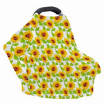 White Watercolor Sunflower Pattern Print Baby Seat Cover