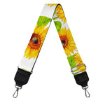 White Watercolor Sunflower Pattern Print Bag Strap