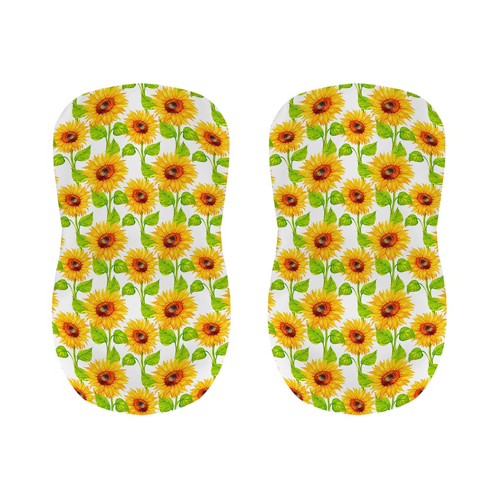 White Watercolor Sunflower Pattern Print Bar Stool Covers