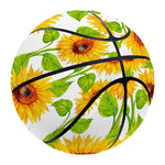 White Watercolor Sunflower Pattern Print Basketball
