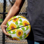 White Watercolor Sunflower Pattern Print Basketball