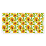 White Watercolor Sunflower Pattern Print Beach Towel