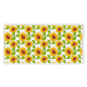 White Watercolor Sunflower Pattern Print Beach Towel