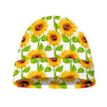 White Watercolor Sunflower Pattern Print Beanie