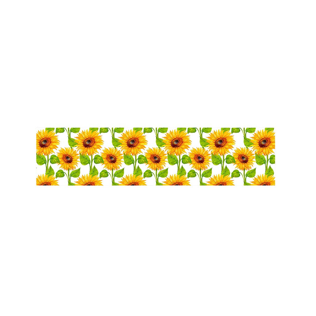 White Watercolor Sunflower Pattern Print Bed Runner