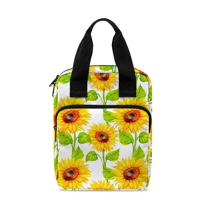 White Watercolor Sunflower Pattern Print Bible Tote Bag