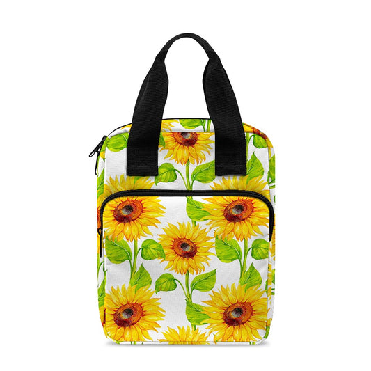 White Watercolor Sunflower Pattern Print Bible Tote Bag