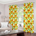 White Watercolor Sunflower Pattern Print Dimout Grommet Curtains