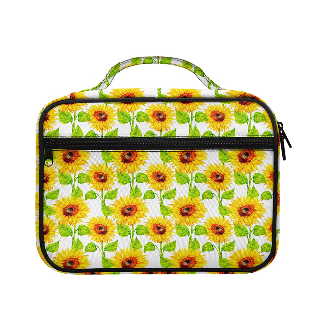 White Watercolor Sunflower Pattern Print Briefcase Bible Bag