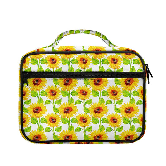 White Watercolor Sunflower Pattern Print Briefcase Bible Bag