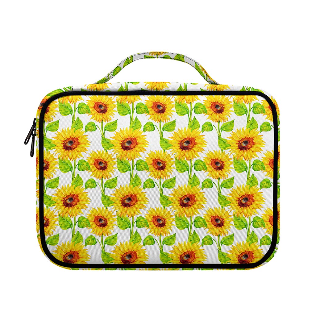 White Watercolor Sunflower Pattern Print Briefcase Bible Bag