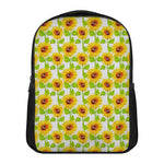 White Watercolor Sunflower Pattern Print Casual Backpack
