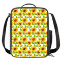 White Watercolor Sunflower Pattern Print Crossbody Lunch Bag