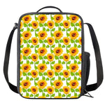 White Watercolor Sunflower Pattern Print Crossbody Lunch Bag