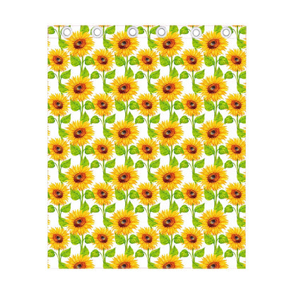 White Watercolor Sunflower Pattern Print Curtain