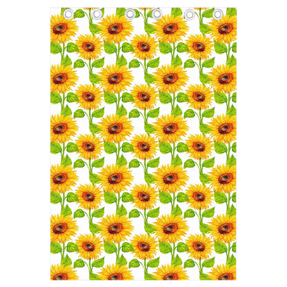White Watercolor Sunflower Pattern Print Curtain