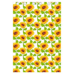 White Watercolor Sunflower Pattern Print Curtain
