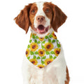 White Watercolor Sunflower Pattern Print Dog Bandana