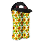 White Watercolor Sunflower Pattern Print Double Neoprene Wine Tote