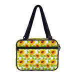 White Watercolor Sunflower Pattern Print Double Strap Bible Bag