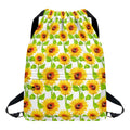 White Watercolor Sunflower Pattern Print Drawstring Backpack
