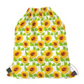 White Watercolor Sunflower Pattern Print Drawstring Bag