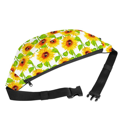 White Watercolor Sunflower Pattern Print Fanny Pack