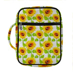 White Watercolor Sunflower Pattern Print Front Pocket Bible Bag