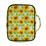 White Watercolor Sunflower Pattern Print Front Pocket Bible Bag