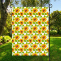 White Watercolor Sunflower Pattern Print Garden Flag