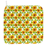 White Watercolor Sunflower Pattern Print Hand Towel