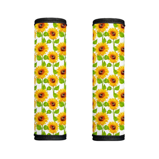 White Watercolor Sunflower Pattern Print Handle Covers