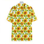 White Watercolor Sunflower Pattern Print Hawaiian Shirt