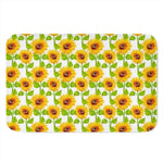 White Watercolor Sunflower Pattern Print Indoor Door Mat
