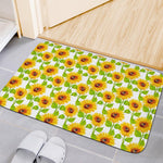 White Watercolor Sunflower Pattern Print Indoor Door Mat