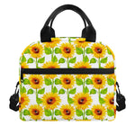 White Watercolor Sunflower Pattern Print Insulated Lunch Bag