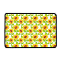 White Watercolor Sunflower Pattern Print Kitchen Mat