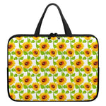 White Watercolor Sunflower Pattern Print Laptop Sleeve With Handle