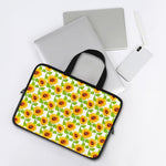 White Watercolor Sunflower Pattern Print Laptop Sleeve With Handle