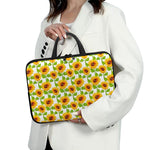 White Watercolor Sunflower Pattern Print Laptop Sleeve With Handle