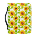 White Watercolor Sunflower Pattern Print Leather Bible Cover