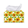 White Watercolor Sunflower Pattern Print Leather Tissue Box Cover