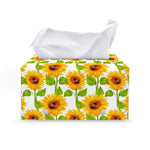 White Watercolor Sunflower Pattern Print Leather Tissue Box Cover