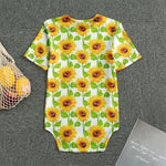 White Watercolor Sunflower Pattern Print Men's Bodysuit