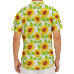 White Watercolor Sunflower Pattern Print Men's Deep V-Neck Shirt