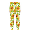 White Watercolor Sunflower Pattern Print Men's Leggings