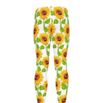 White Watercolor Sunflower Pattern Print Men's leggings