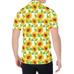 White Watercolor Sunflower Pattern Print Men's Shirt