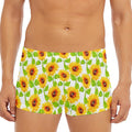 White Watercolor Sunflower Pattern Print Men's Short Boxer Briefs