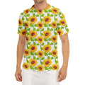 White Watercolor Sunflower Pattern Print Men's Short Sleeve Rash Guard